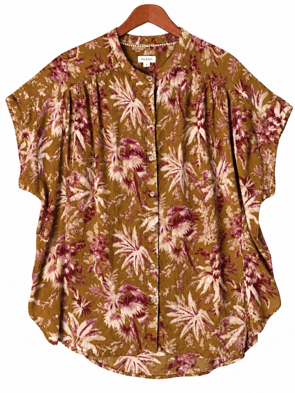 Anthropologie Pilcro Floral Cotton Gauze Button Front Top S/M